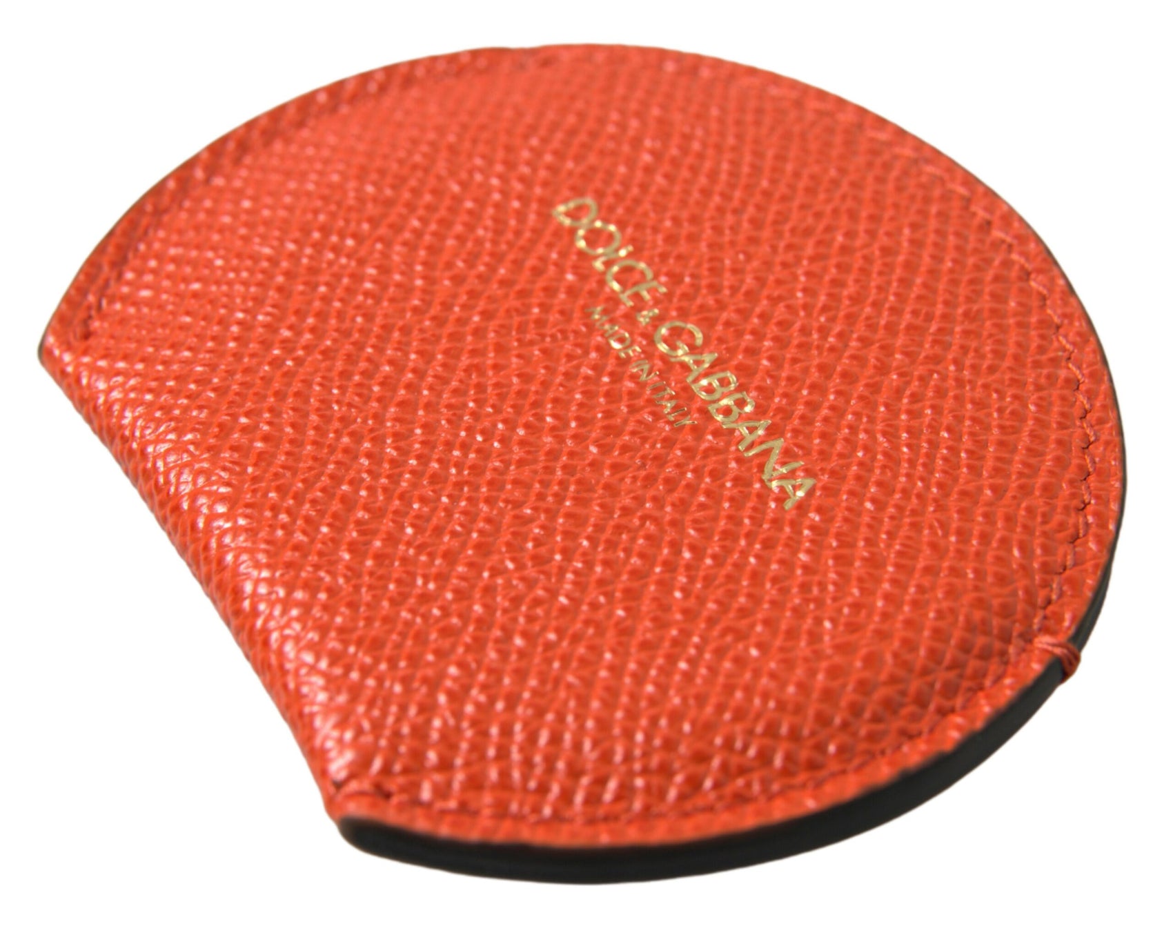 Elegante portaspecchi in pelle di vitello arancione