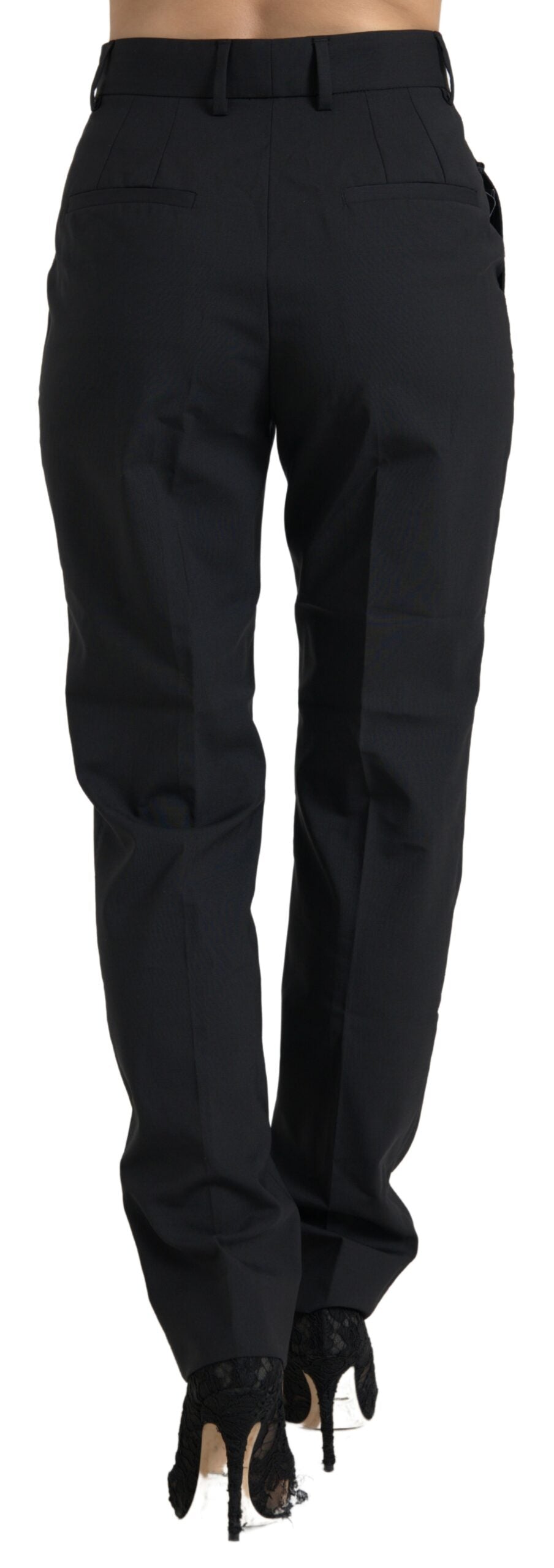 Pantaloni eleganti in lana affusolati a vita alta