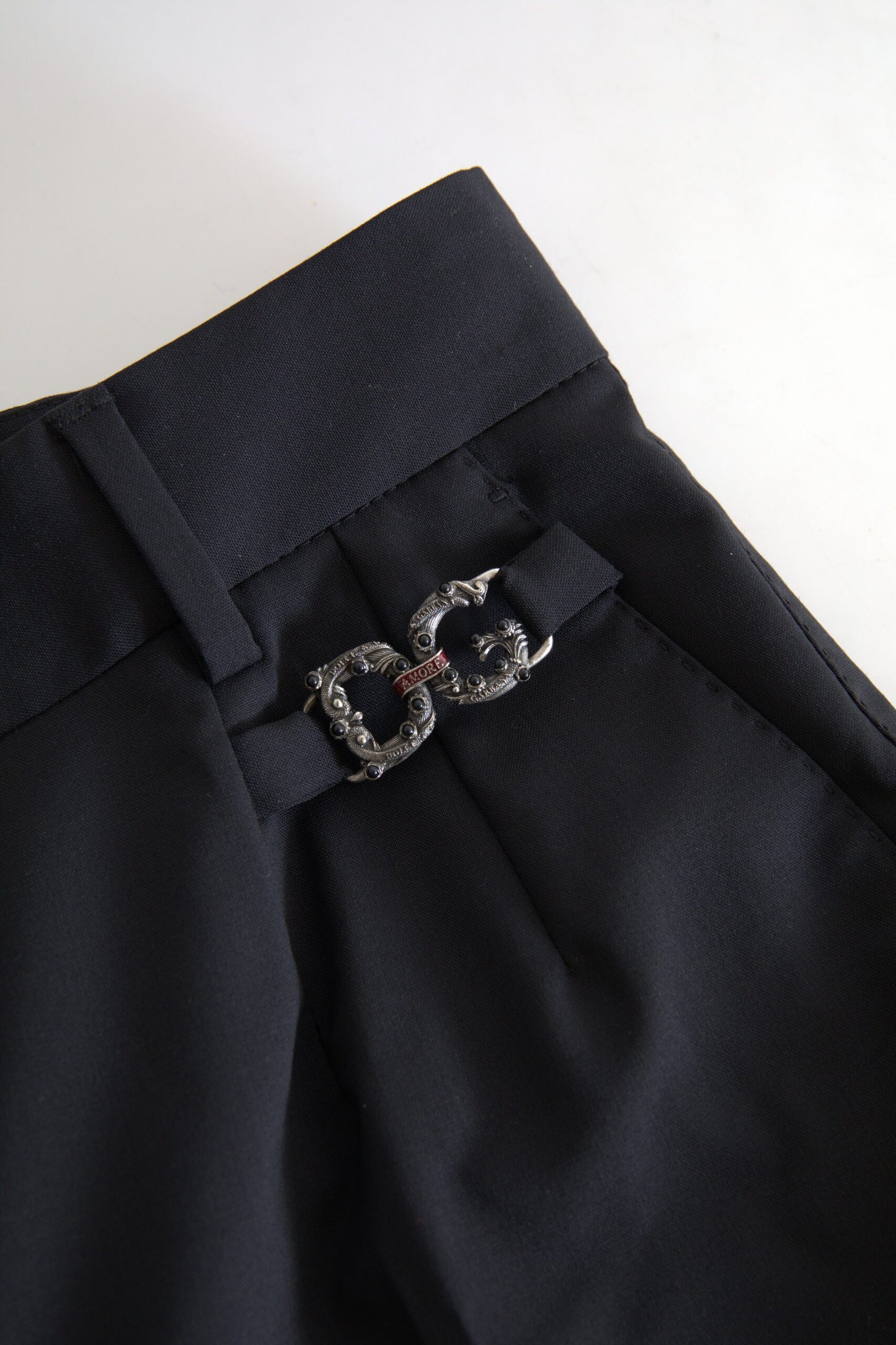 Pantaloni eleganti in lana affusolati a vita alta
