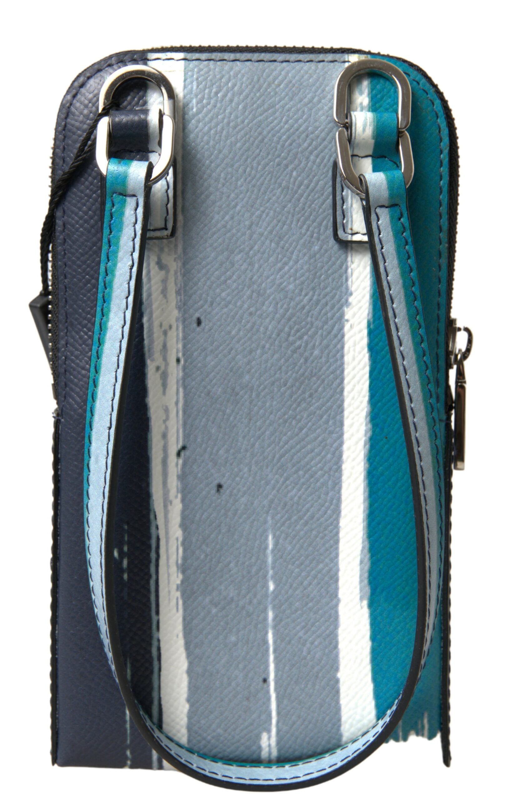 Elegante Crossbody-Telefontasche aus Leder in Blau &amp; Weiß