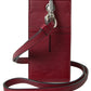 Elegant Red Leather Cardholder with Lanyard