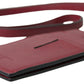 Elegant Red Leather Cardholder with Lanyard