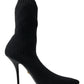 Elegant Black Viscose Mid-Calf Boots