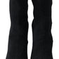 Elegant Black Viscose Mid-Calf Boots