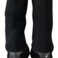 Elegant Black Viscose Mid-Calf Boots