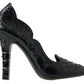 Elegant Black Crystal Cinderella Pumps