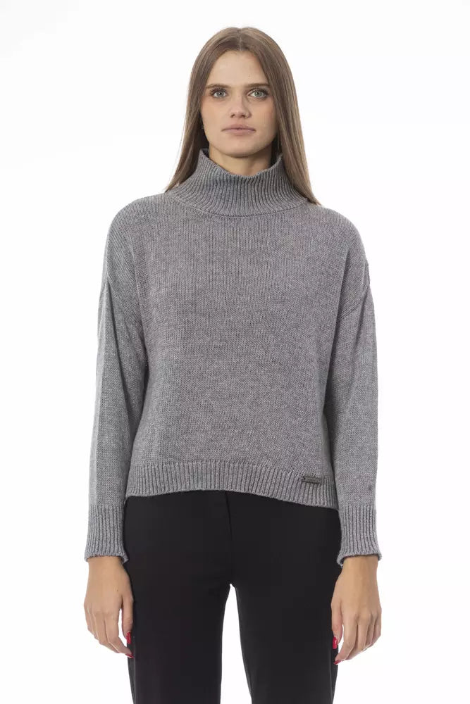 Grauer Wollpullover für Damen