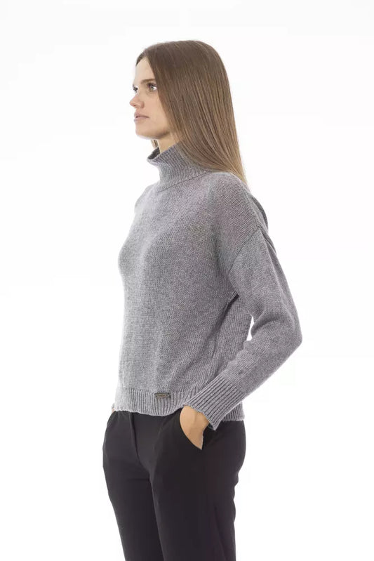 Grauer Wollpullover für Damen