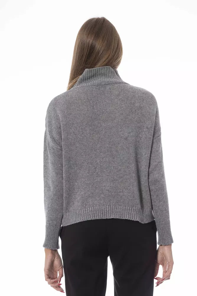 Grauer Wollpullover für Damen