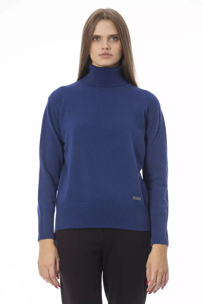 Blauer Wollpullover für Damen