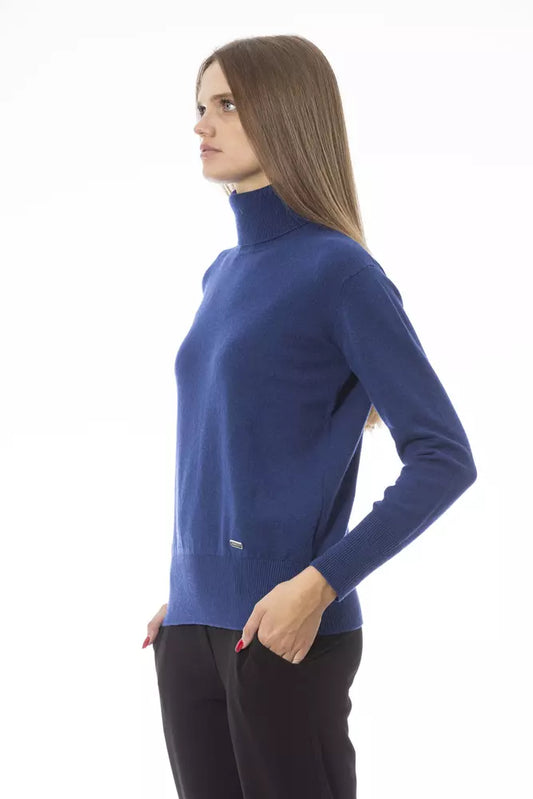 Blauer Wollpullover für Damen