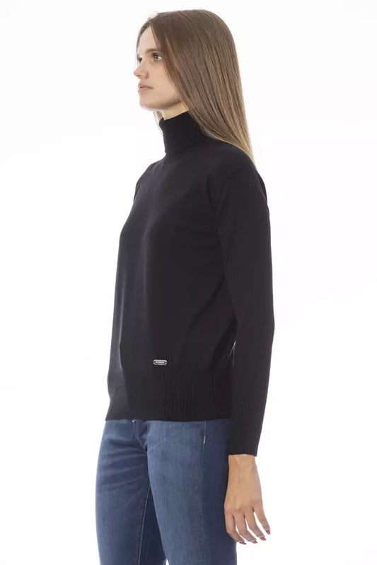 Schwarzer Wollpullover für Damen