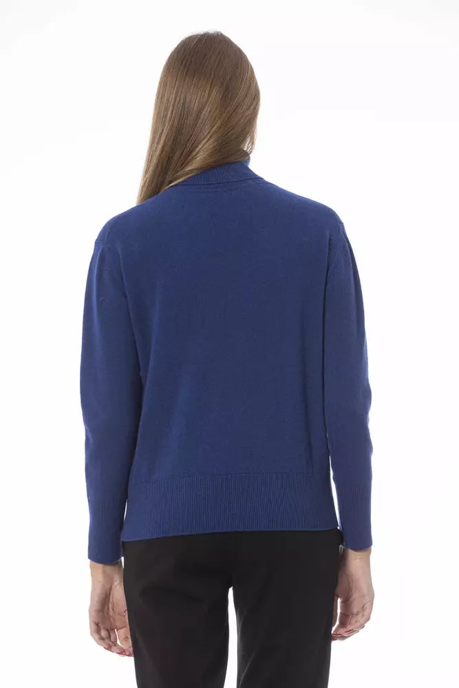 Blauer Wollpullover für Damen