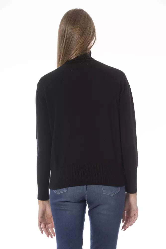 Schwarzer Wollpullover für Damen