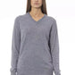 Grauer Viskose-Pullover für Damen