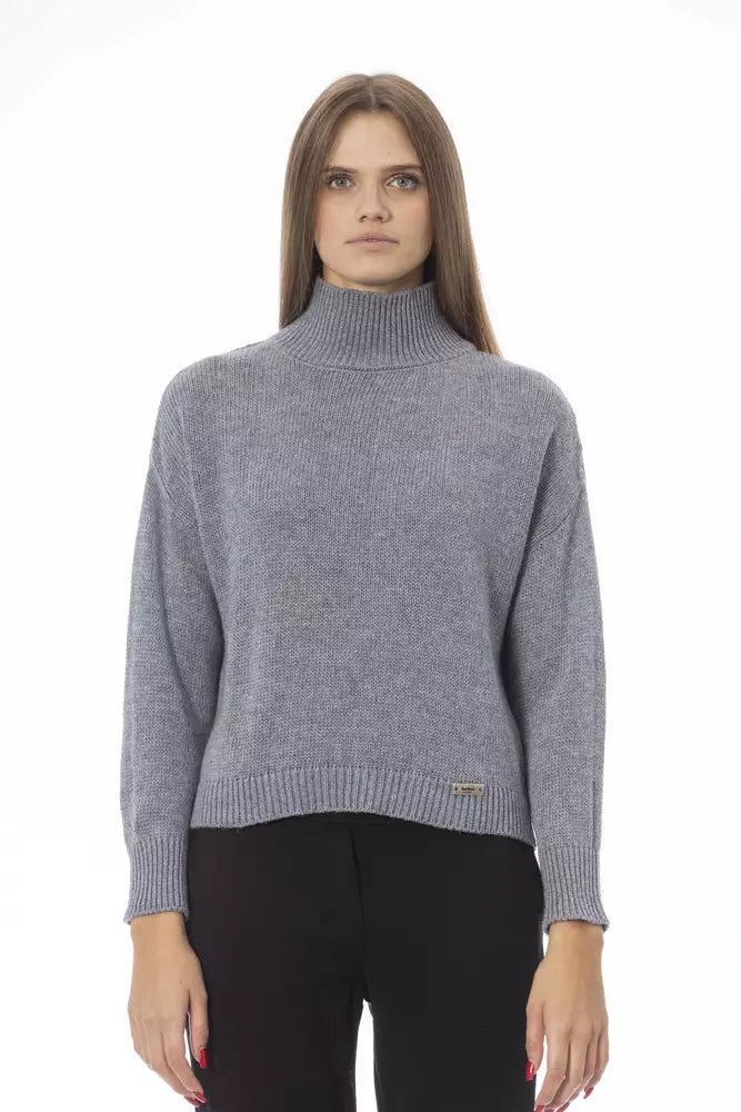 Grauer Viskose-Pullover für Damen