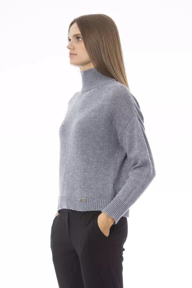 Grauer Viskose-Pullover für Damen