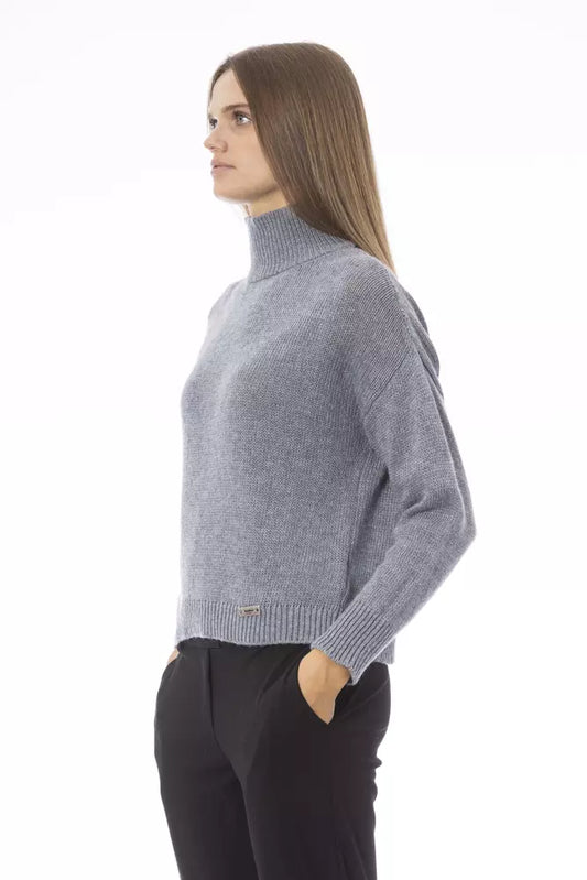 Grauer Viskose-Pullover für Damen
