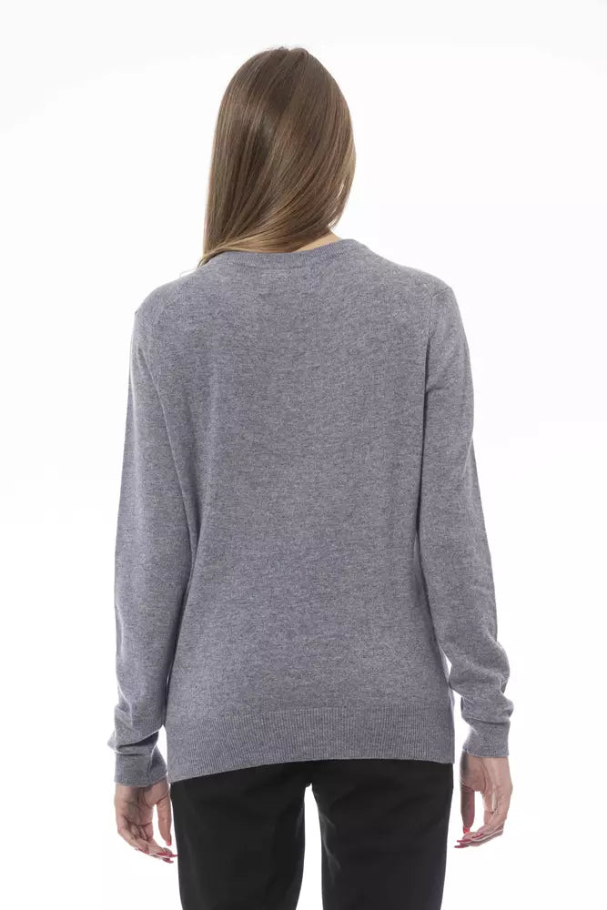 Grauer Viskose-Pullover für Damen