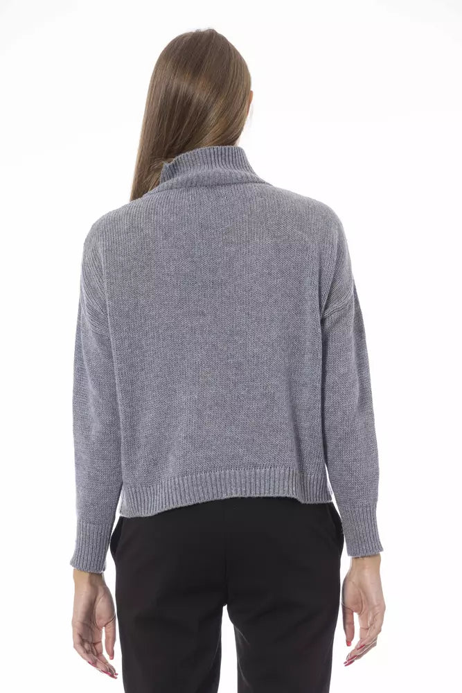 Grauer Viskose-Pullover für Damen