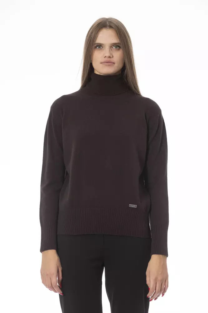 Brauner Wollpullover für Damen
