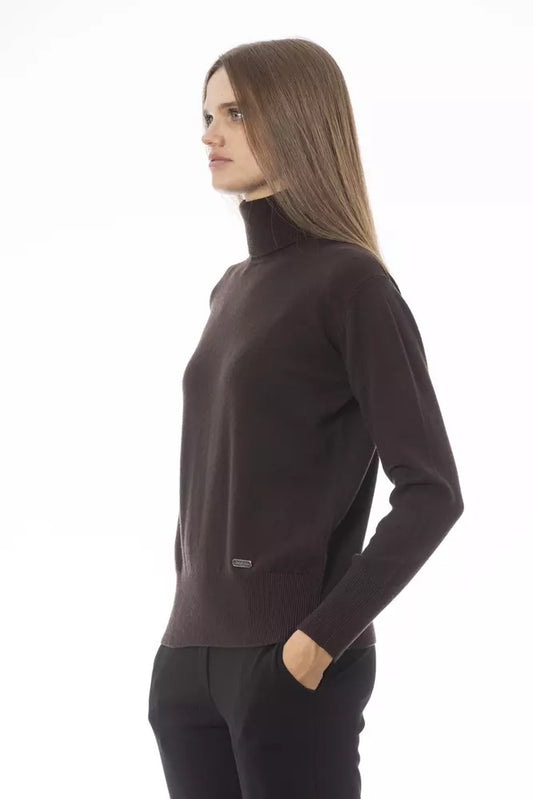 Brauner Wollpullover für Damen