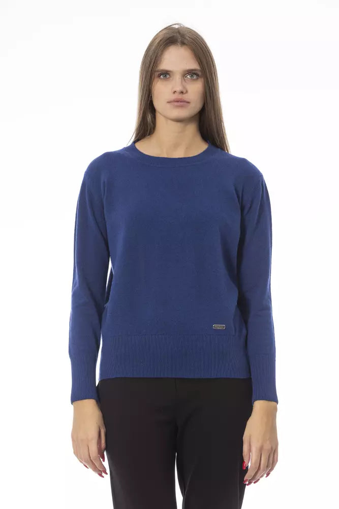 Blauer Wollpullover für Damen