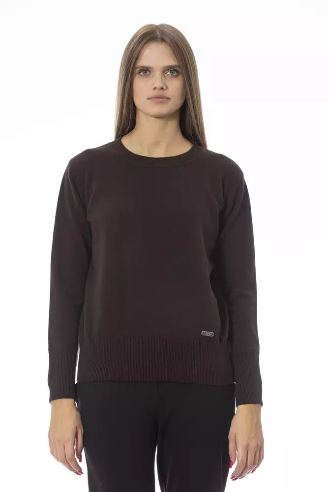 Brauner Wollpullover für Damen