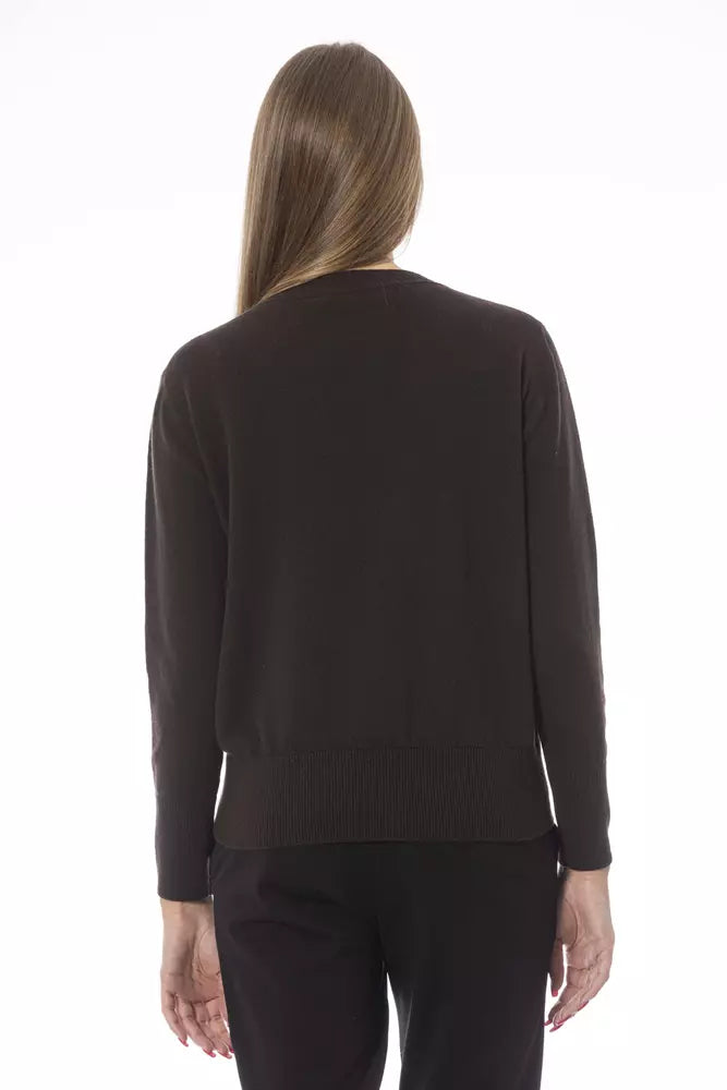 Brauner Wollpullover für Damen