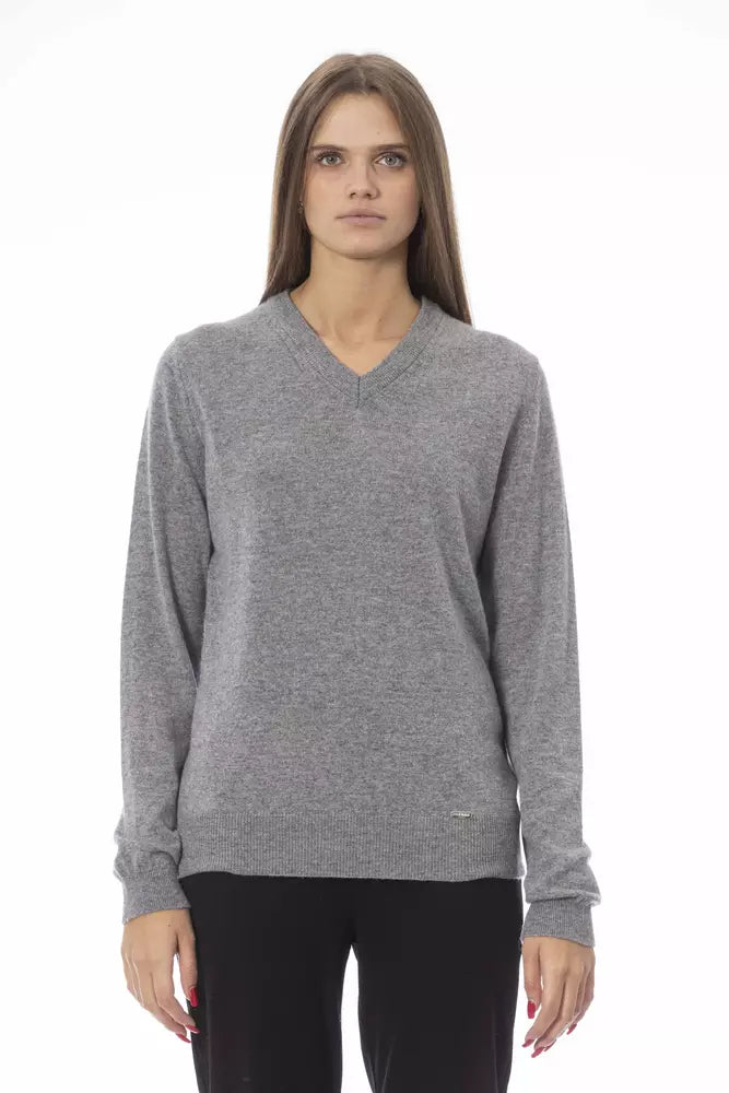 Maglione da donna in viscosa grigia