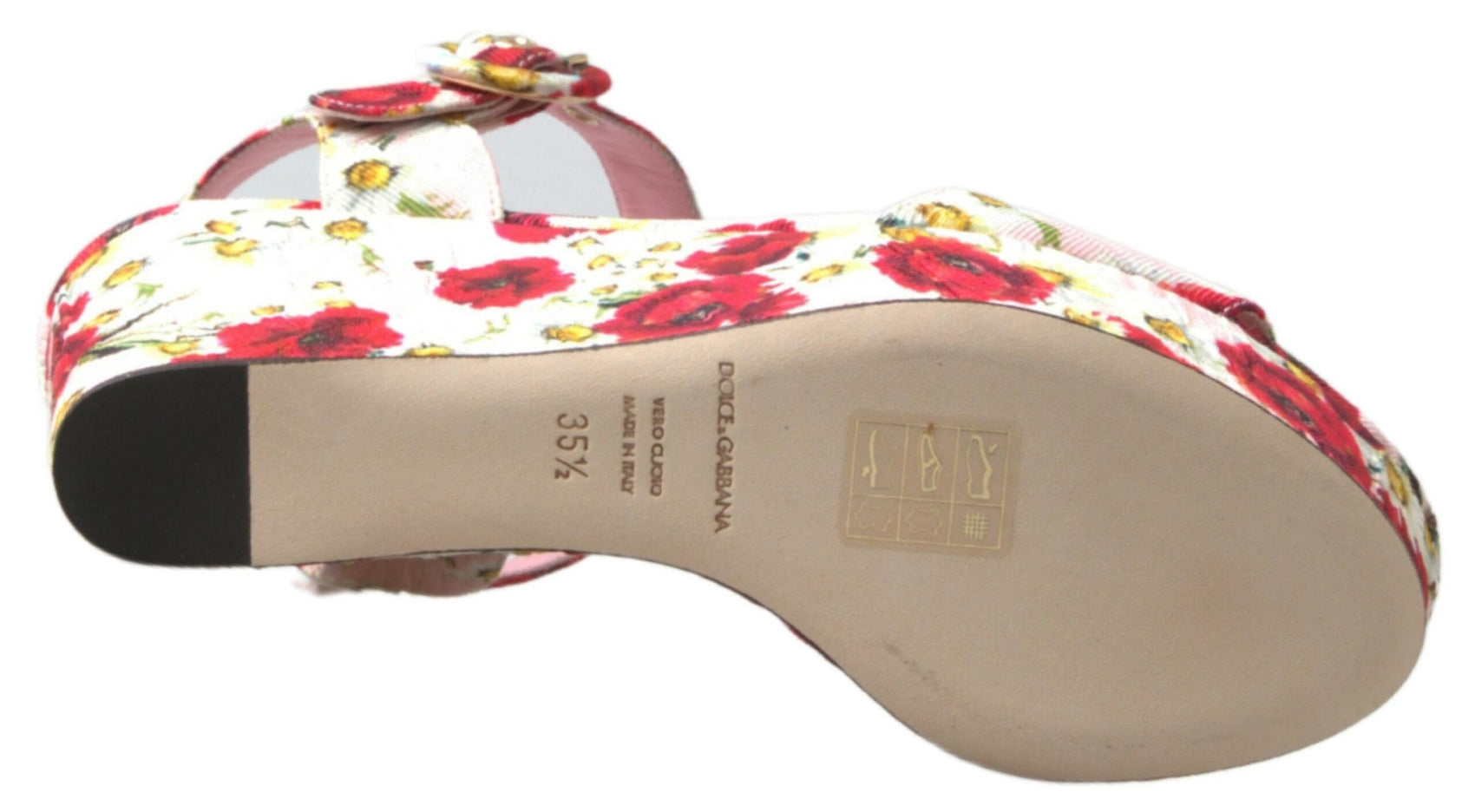 Sandalen mit Keilabsatz und Knöchelriemen mit Blumenmuster