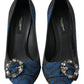 Elegant Blue Crystal Embellished Pumps