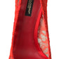 Chic Red Lace Heels with Crystal Embellishment