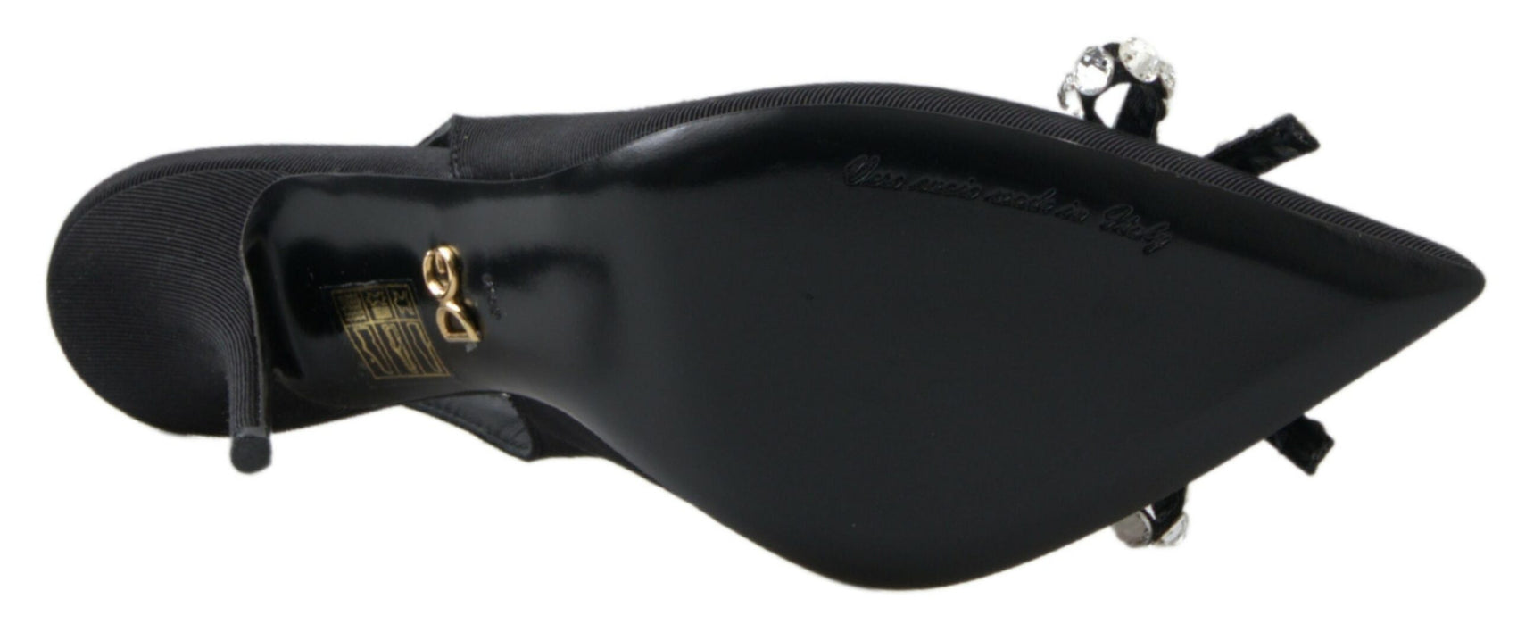 Verzierte schwarze Slingback-Pumps