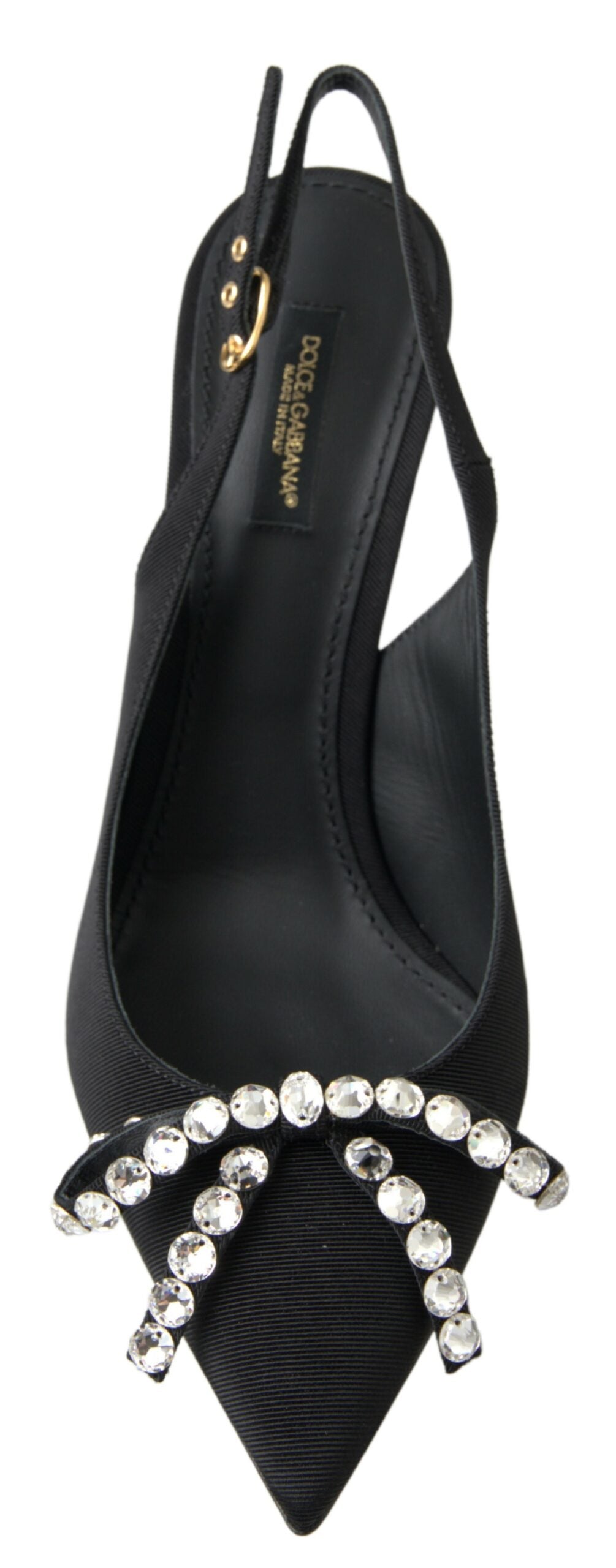 Verzierte schwarze Slingback-Pumps