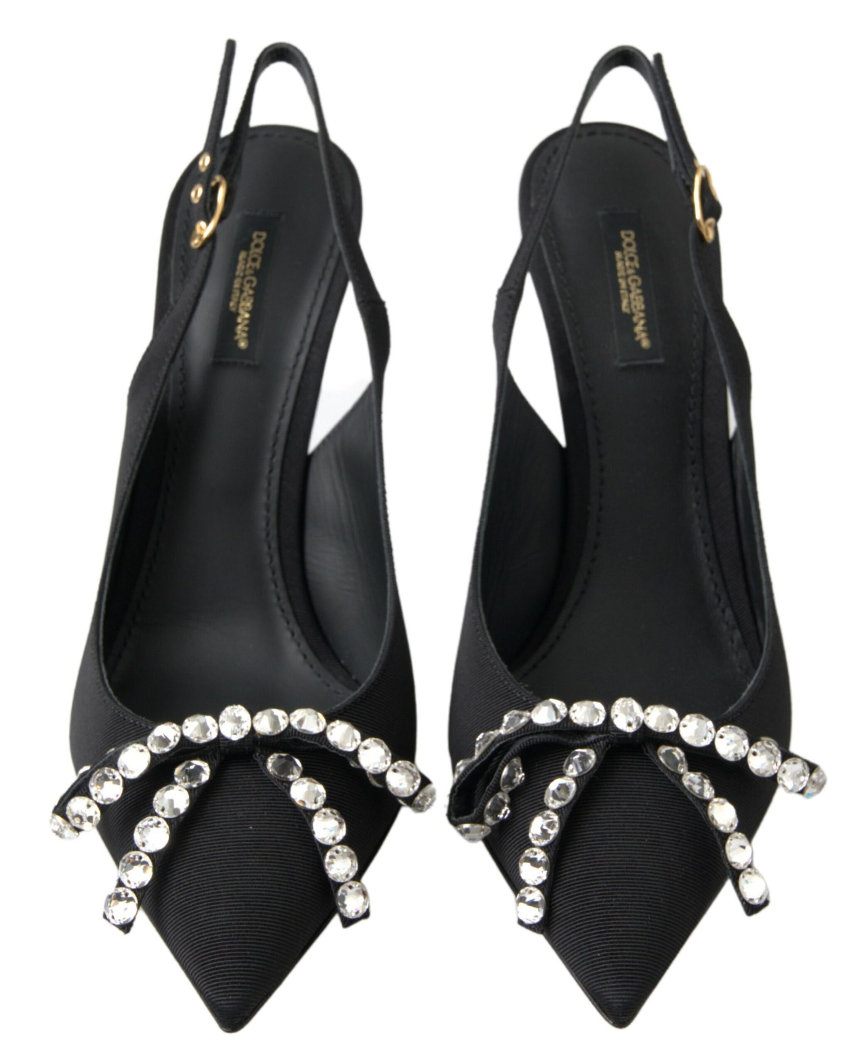 Verzierte schwarze Slingback-Pumps