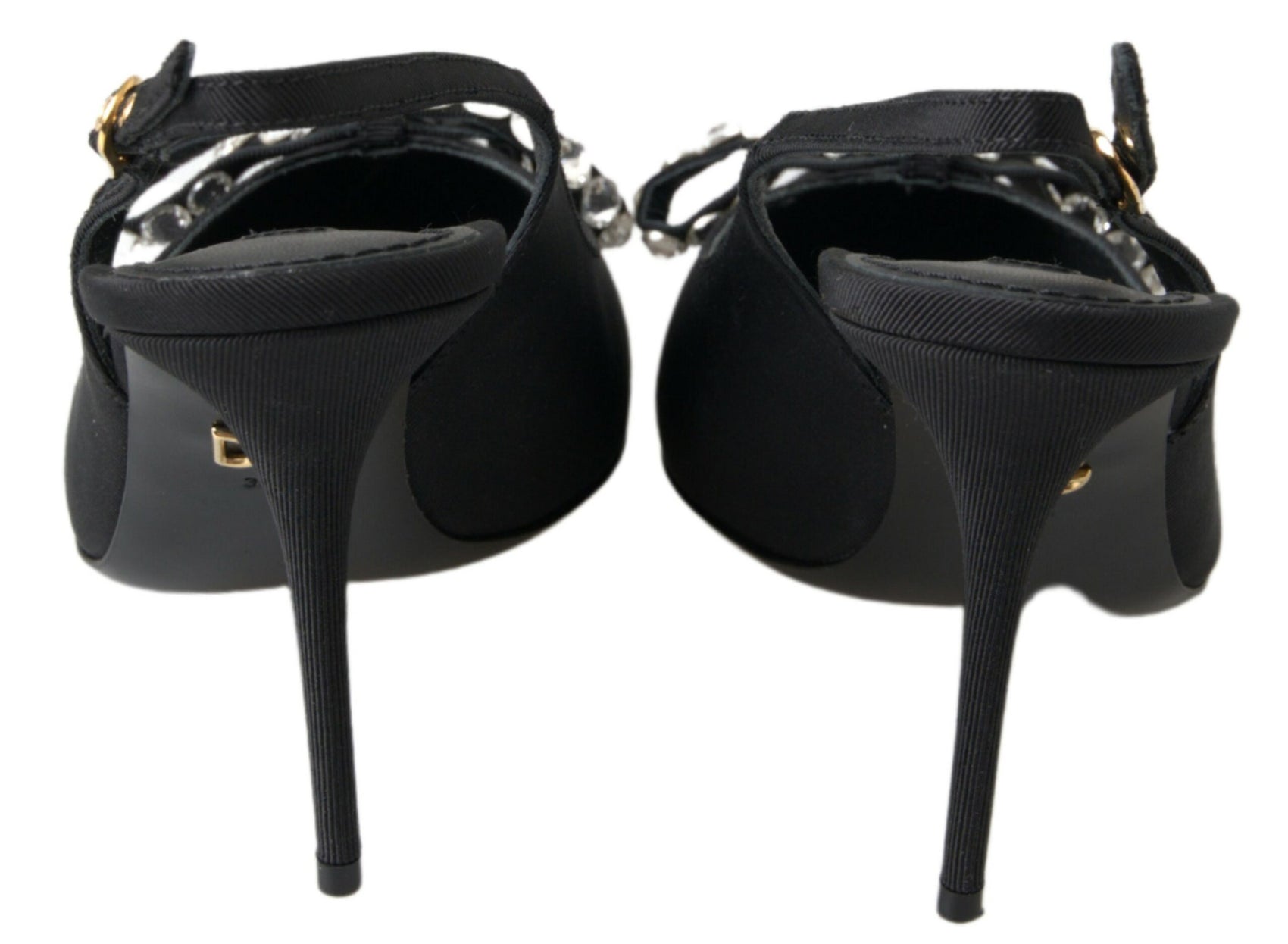 Verzierte schwarze Slingback-Pumps
