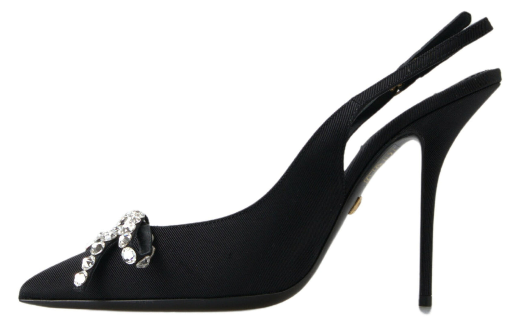 Verzierte schwarze Slingback-Pumps