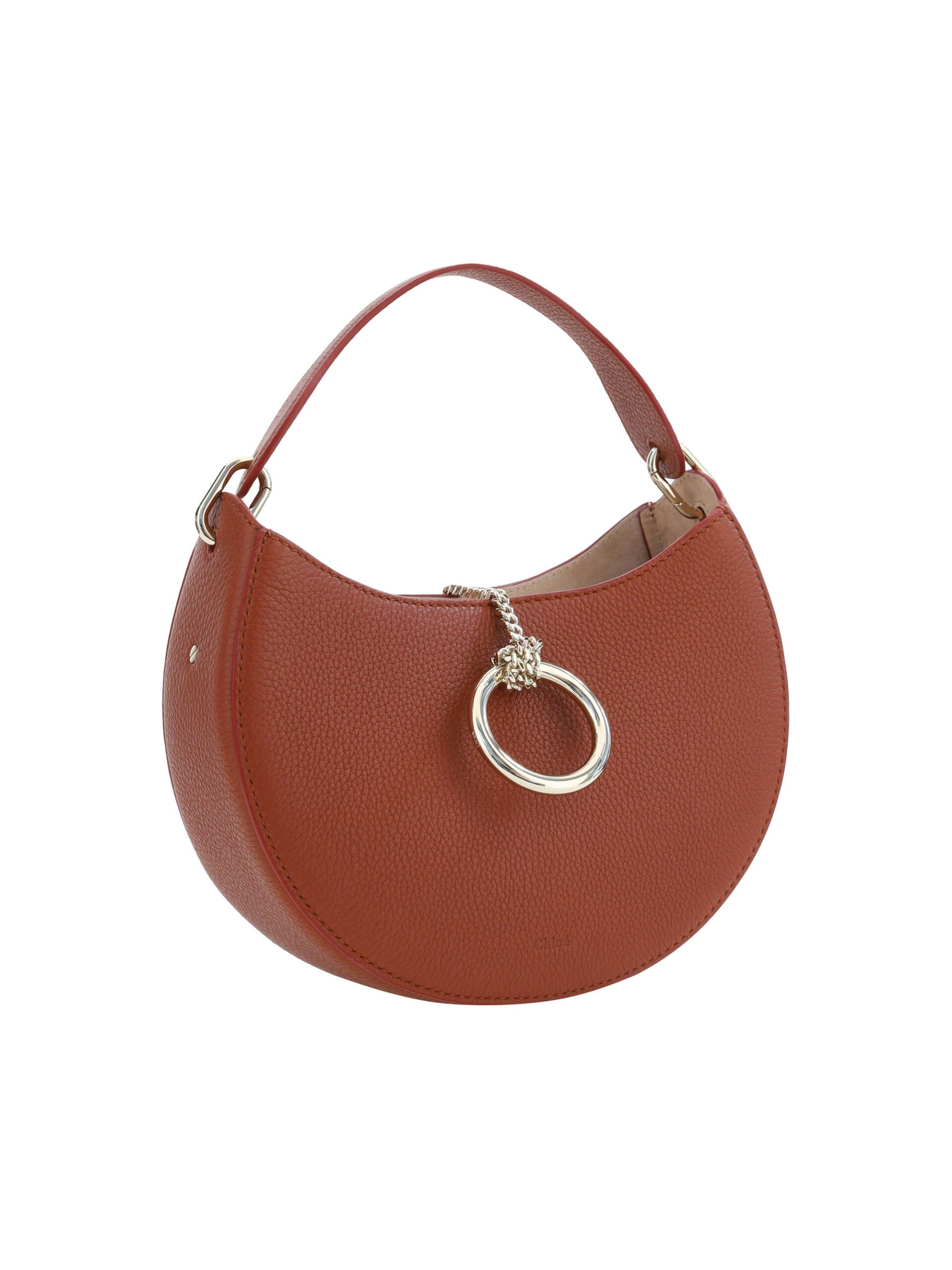 Kleine Arlène-Schultertasche aus Leder in Sepiabraun