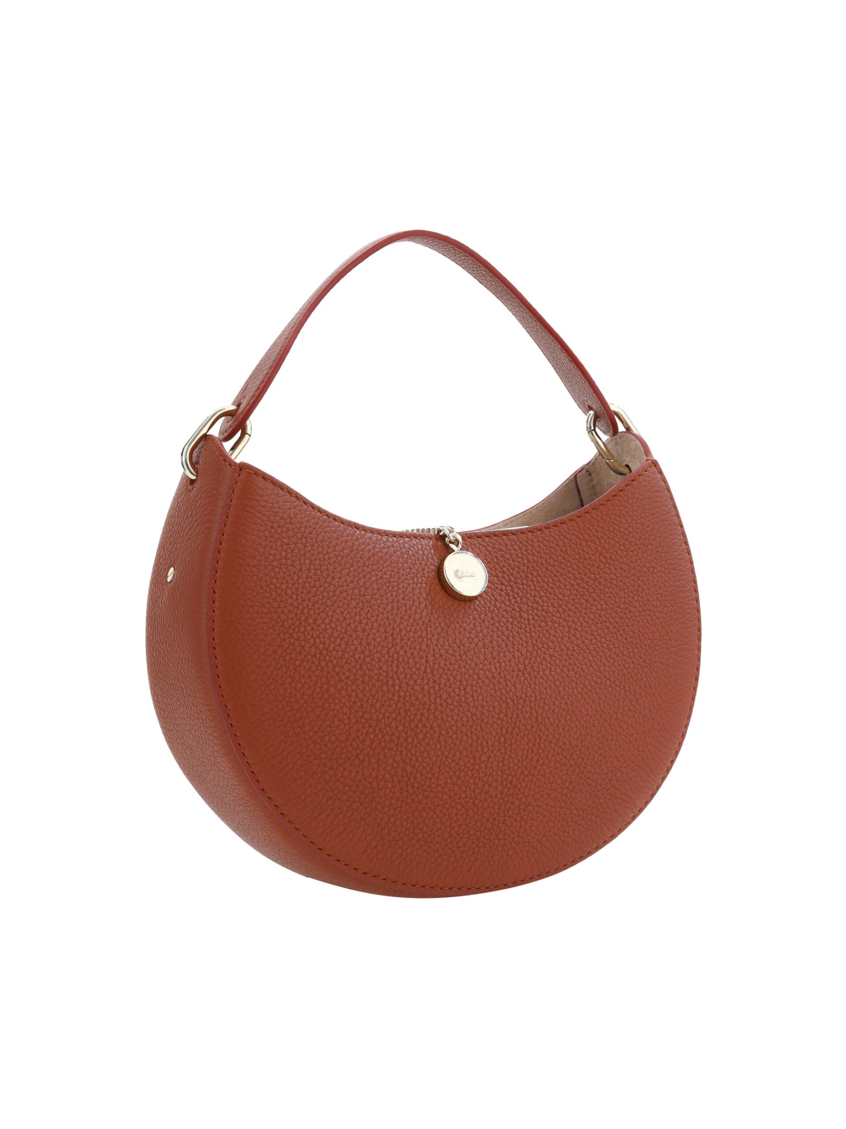 Kleine Arlène-Schultertasche aus Leder in Sepiabraun