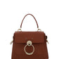 Elegant Sepia Brown Calfskin Shoulder Handbag