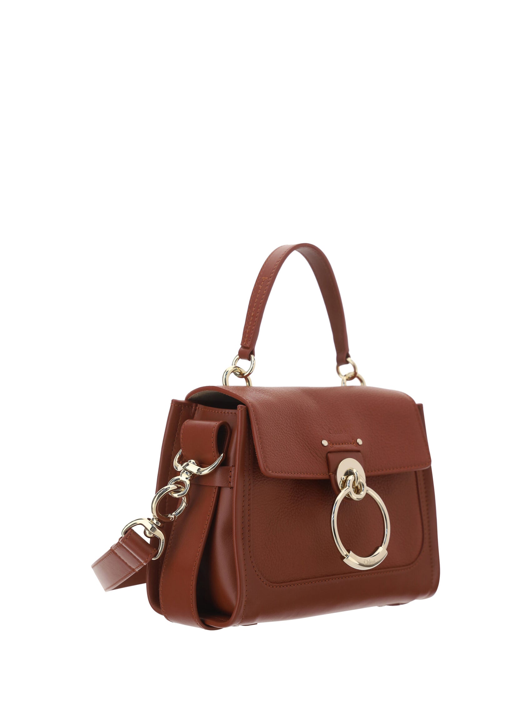 Elegante borsa a tracolla in pelle di vitello color marrone seppia