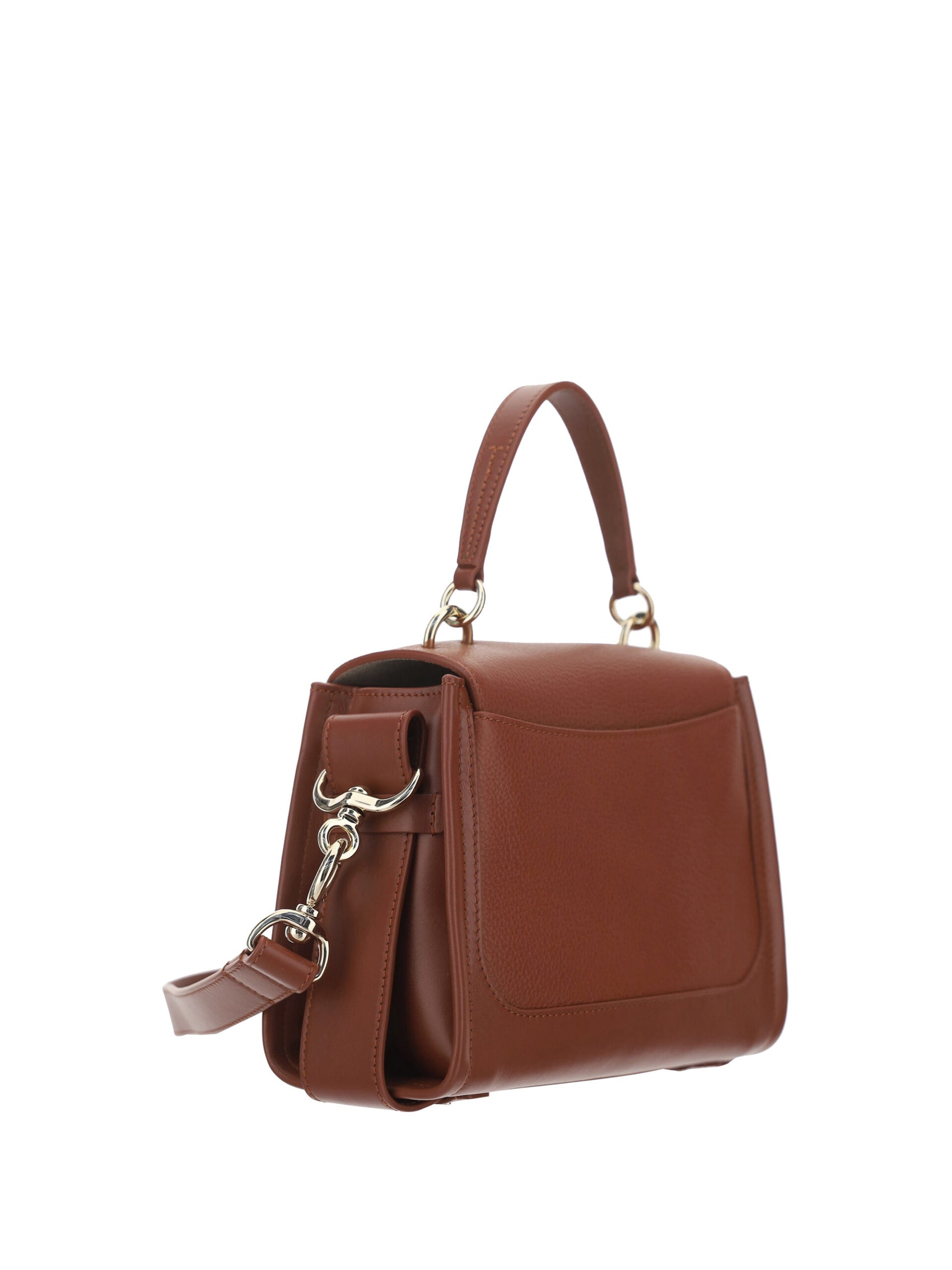 Elegante borsa a tracolla in pelle di vitello color marrone seppia