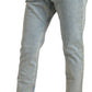 Jeans skinny chic a vita media in blu
