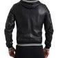 Elegant Black Leather Bomber Jacket