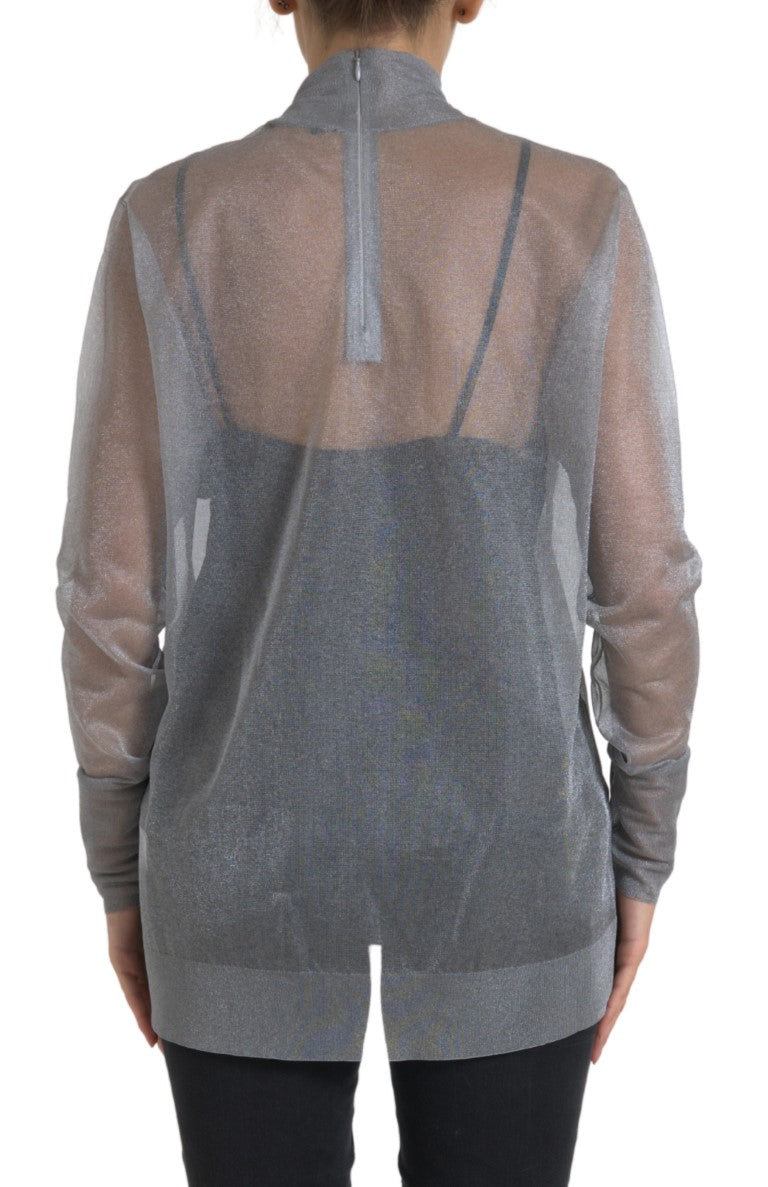 Elegante maglia a maniche lunghe grigia in rete
