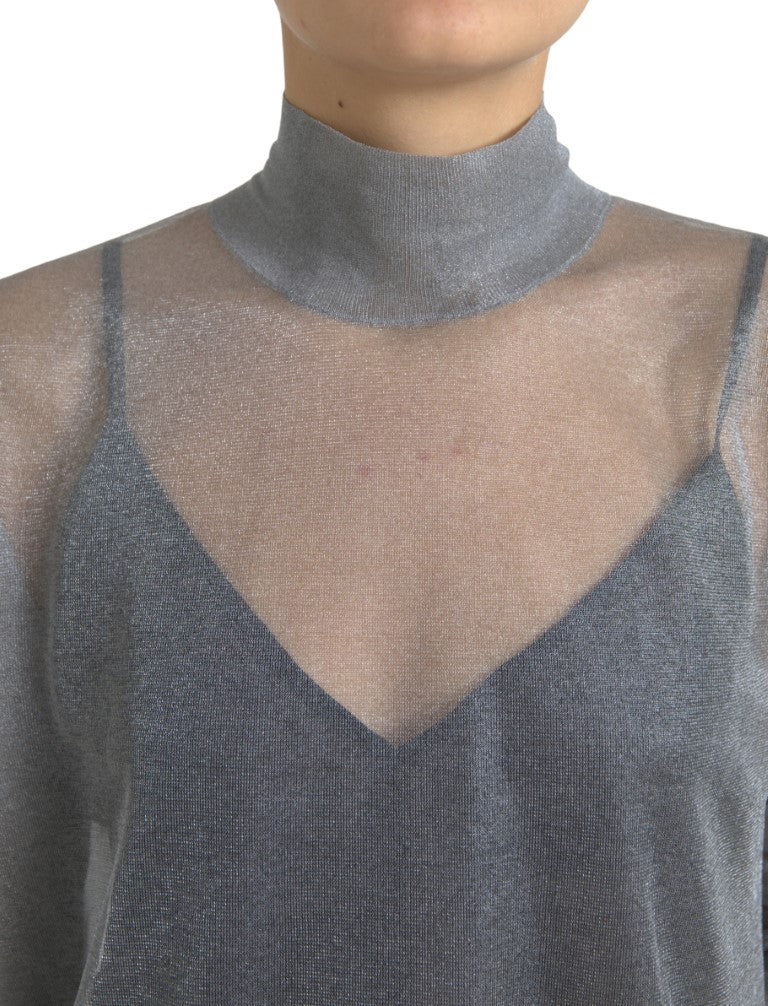 Elegante maglia a maniche lunghe grigia in rete