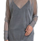 Elegante maglia a maniche lunghe grigia in rete
