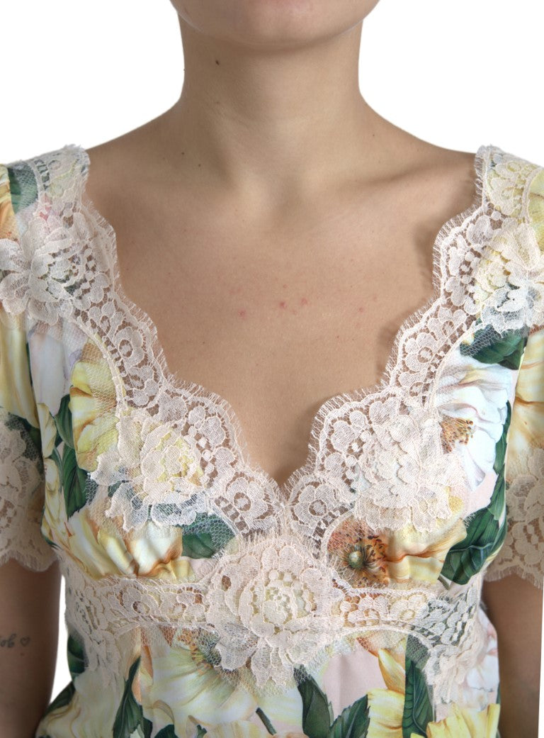Elegante camicetta in seta con stampa floreale