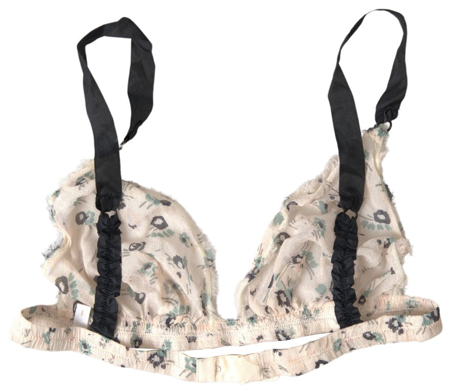 Eleganter beigefarbener BH mit Blumenmuster